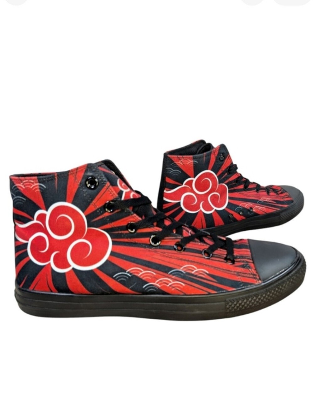 Naruto Anime High Top Chucks Sneakers Trainers Shoes Men's 12 Black Red